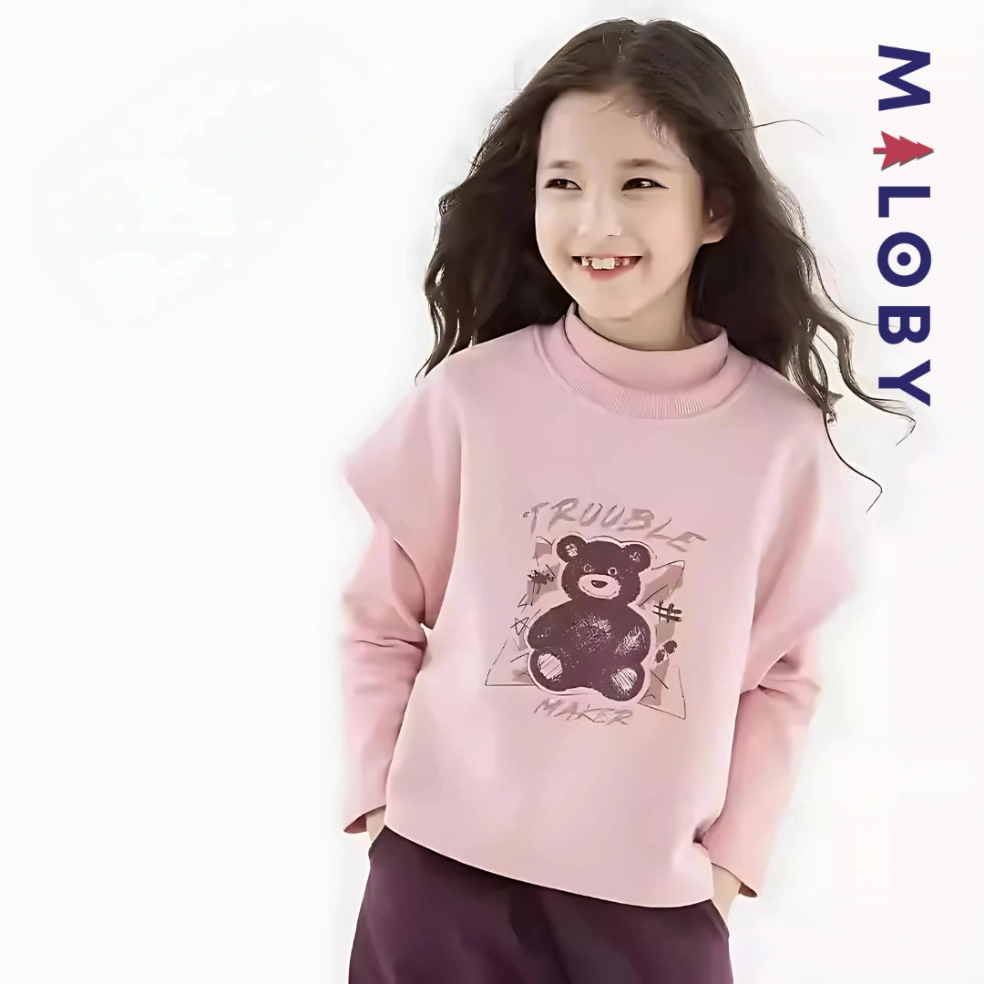 Pull en maille sans manches enfant fille - Rose/gris