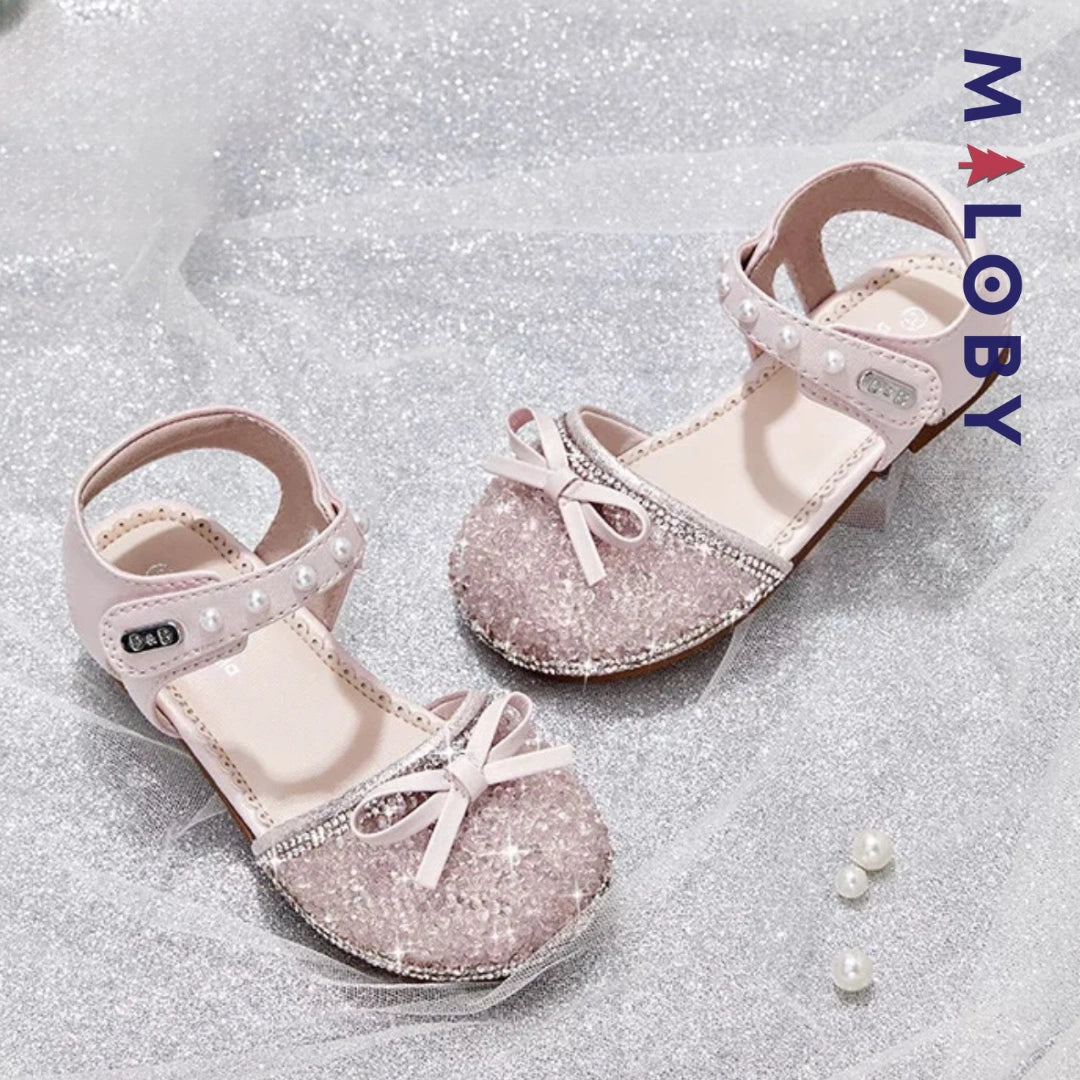 Sandales cérémonie fermées enfant fille - rose perlé