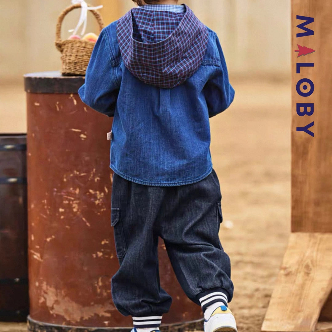 Pantalon battle en Denim décontracté enfant garçon-Marine -robes et ensembles pour filles, bébés et garcons - MALOBY