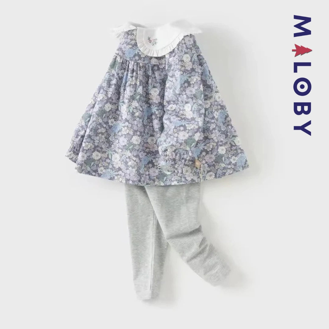 Ensemble 2 pièces blouse + Legging enfant fille- floral