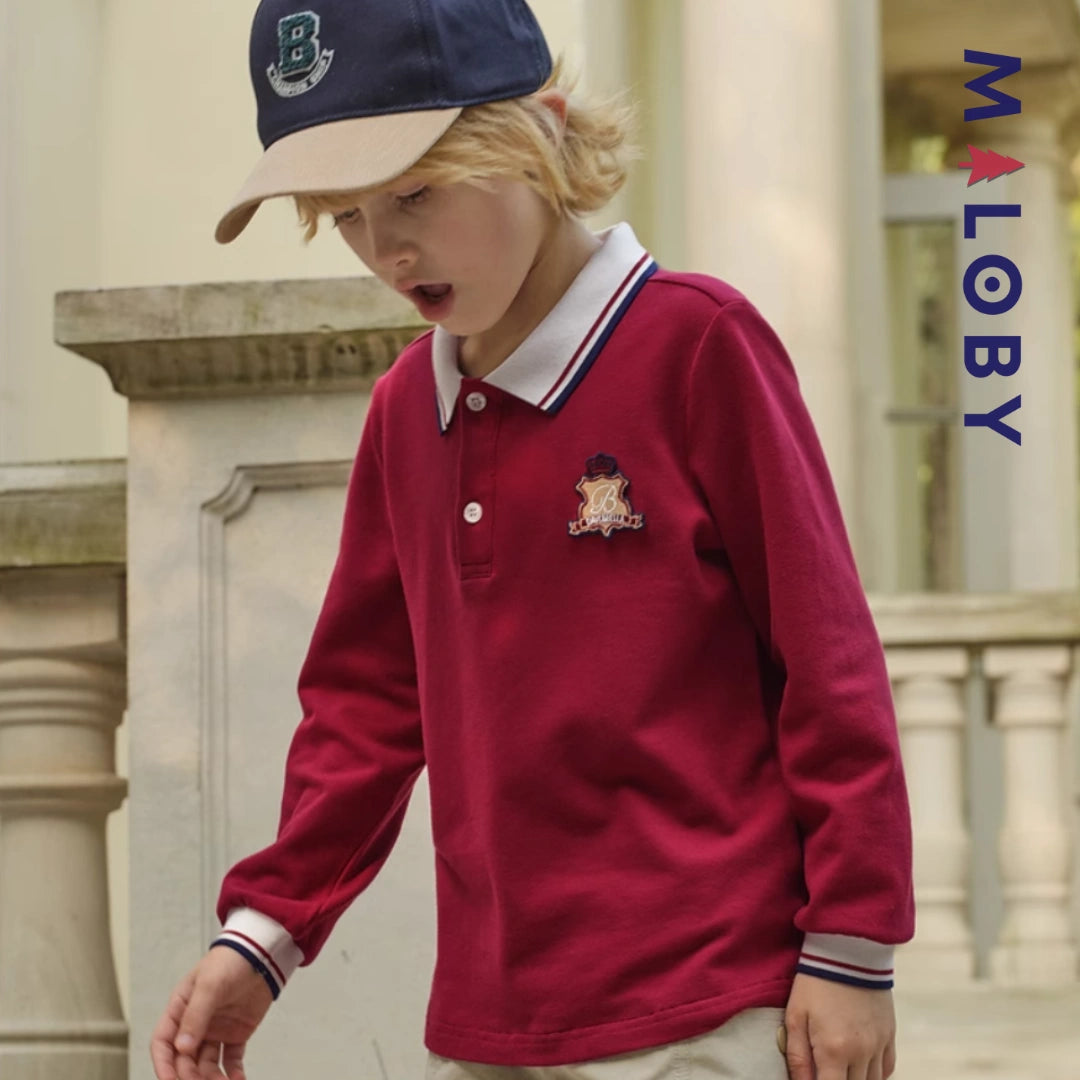 Polo manches longues enfants garçon - rouge -robes et ensembles pour filles, bébés et garcons - MALOBY