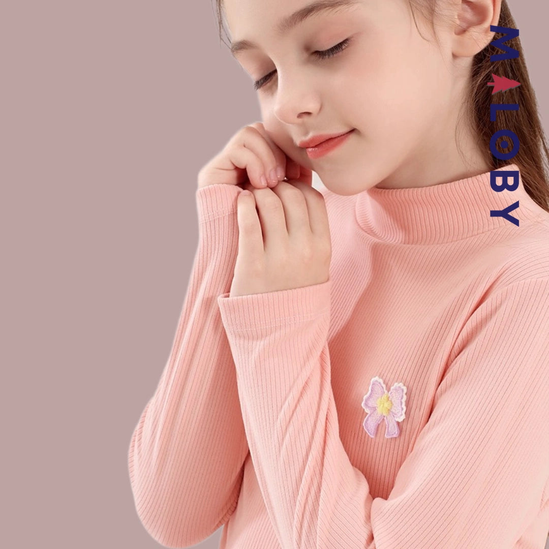 Pull uni manches longues enfant fille - Rose
