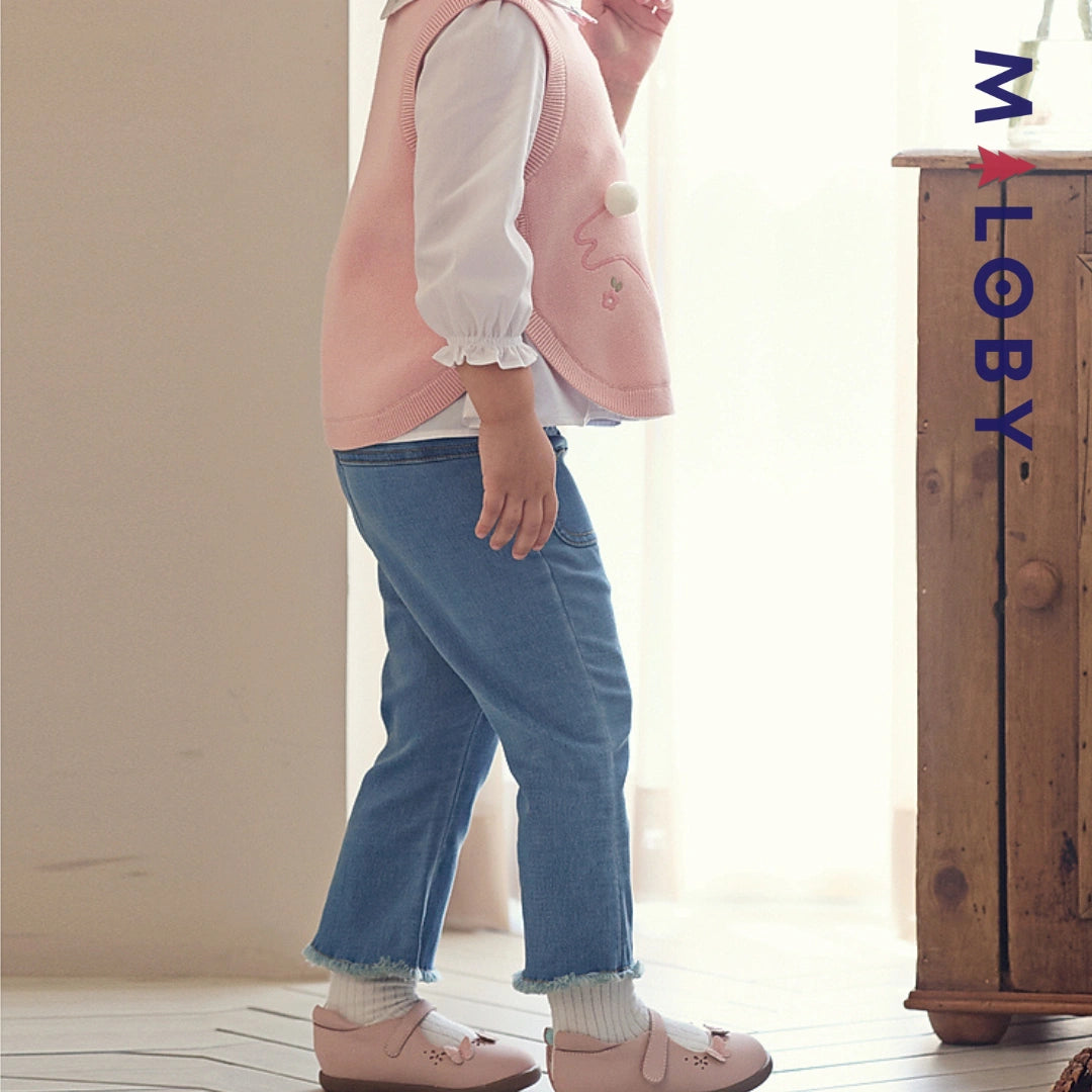 Jean large brode enfant fille- bleu -robes et ensembles pour filles, bébés et garcons - MALOBY
