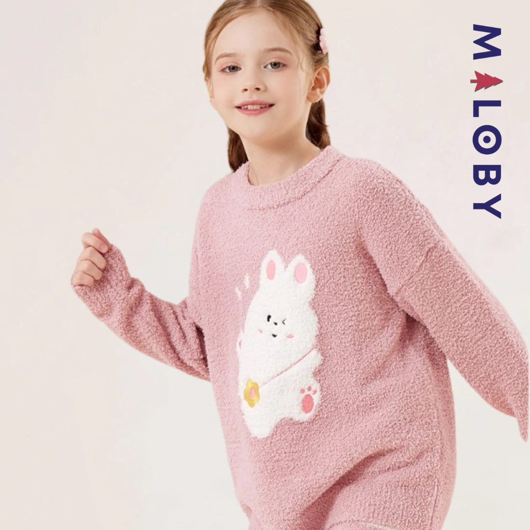 Pyjama 2 pièces en polaire enfant fille - Rose