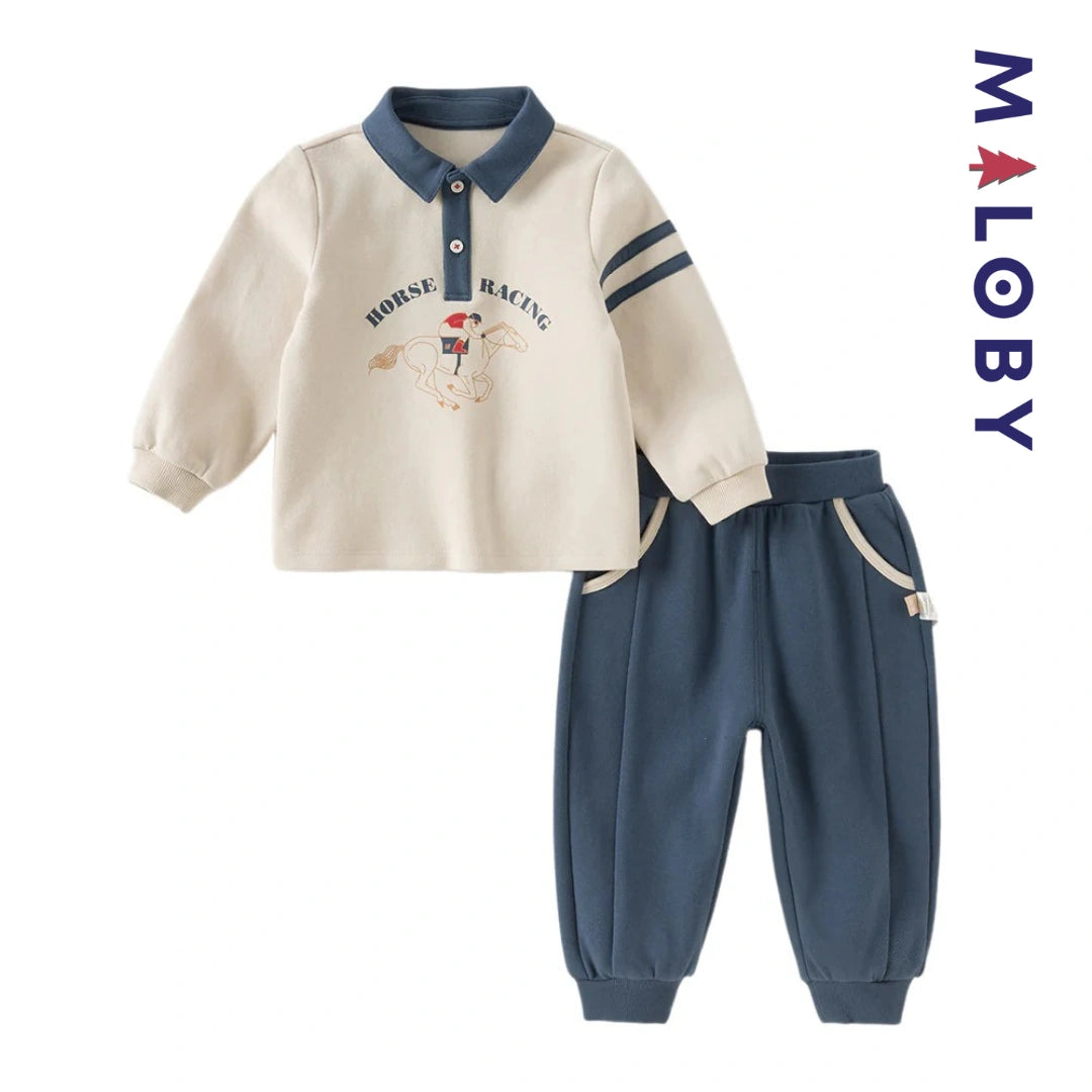 Ensemble sport sweat + jogging garçon - beige