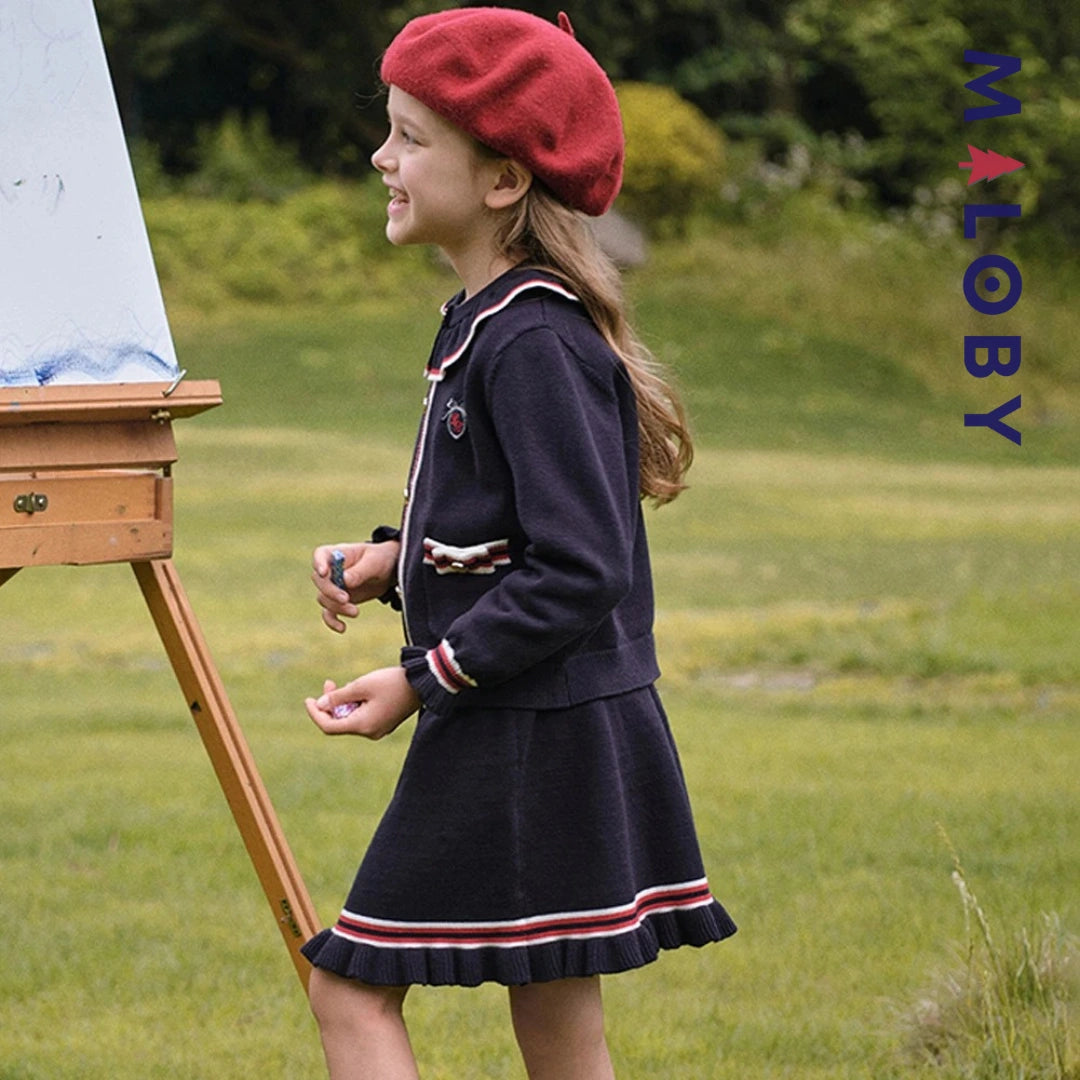 Ensemble jupe + Cardigan enfant fille- marine