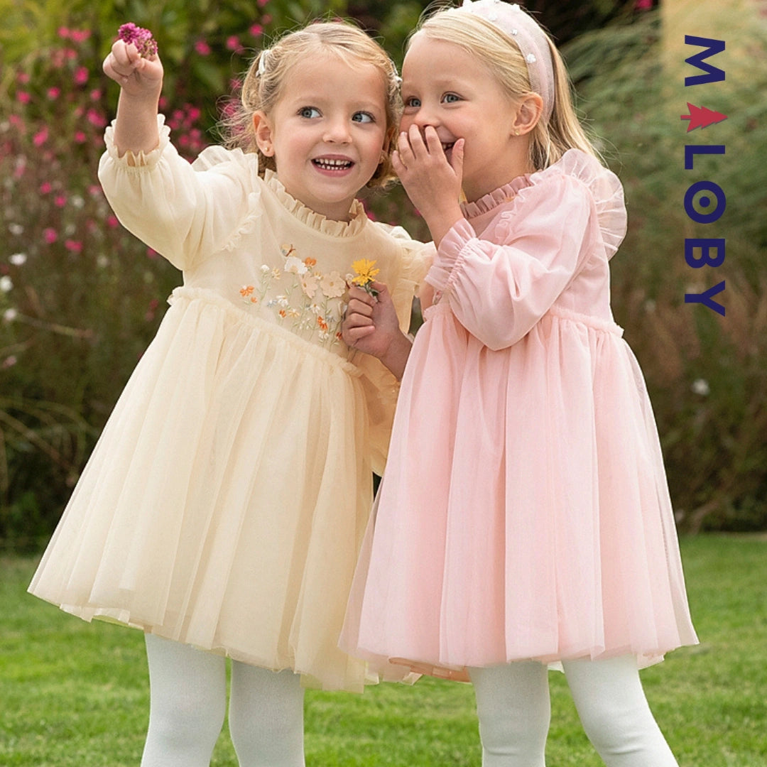 Robe de cérémonie en tulle - rose/jaune -robes et ensembles pour filles, bébés et garcons - MALOBY