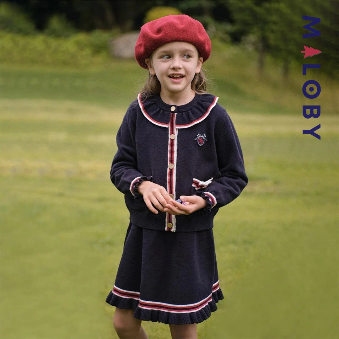 Ensemble jupe + Cardigan enfant fille- marine