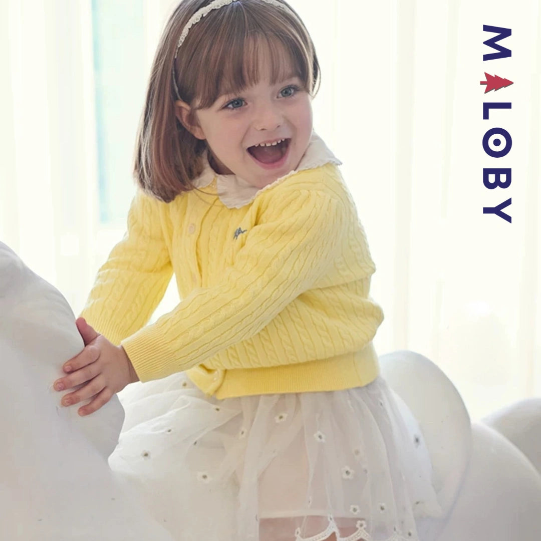 Cardigan basic 100% coton enfant fille