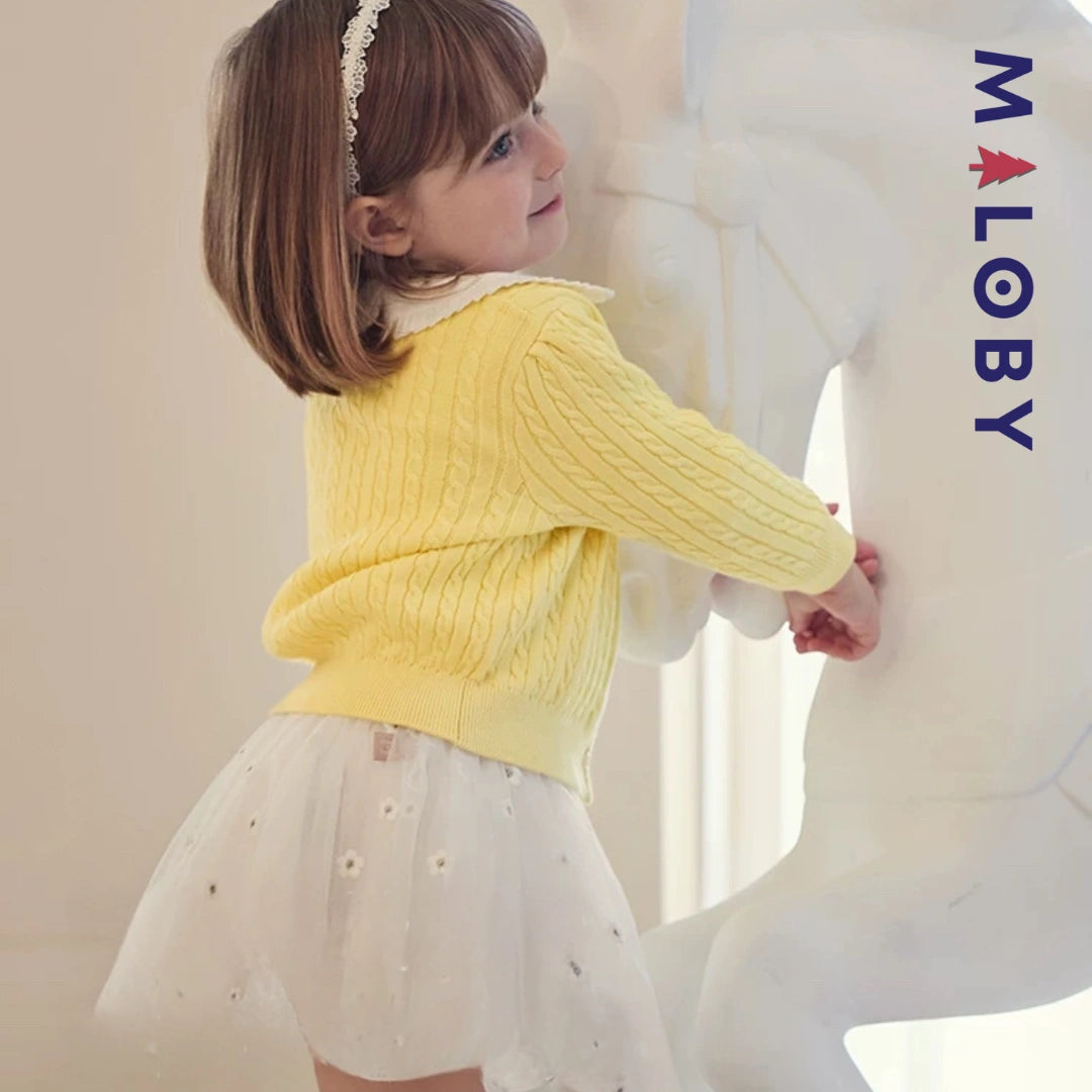 Cardigan basic 100% coton enfant fille