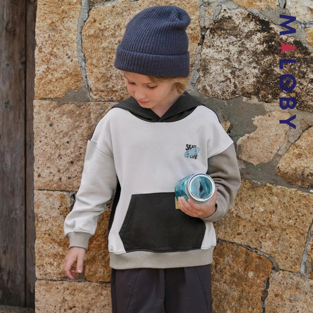 sweat à capuche skate life enfant garçon- gris