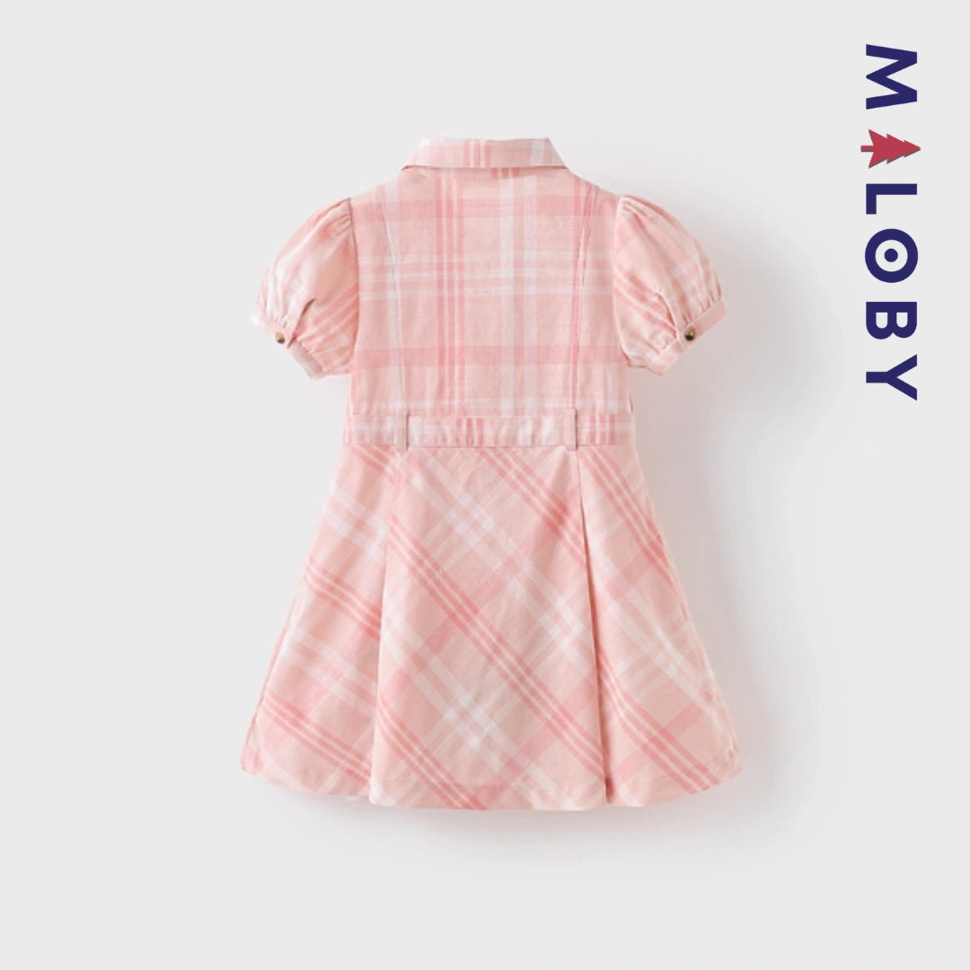 Robe d'Été badge brodé enfant fille - imprimé carreaux