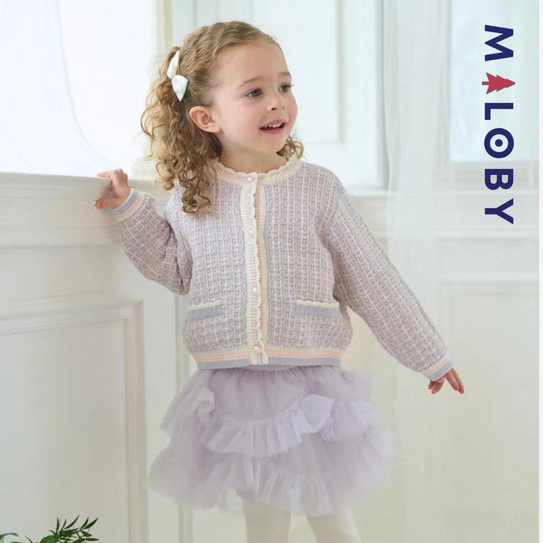 Ensemble style chanel jupe + Cardigan -Violet