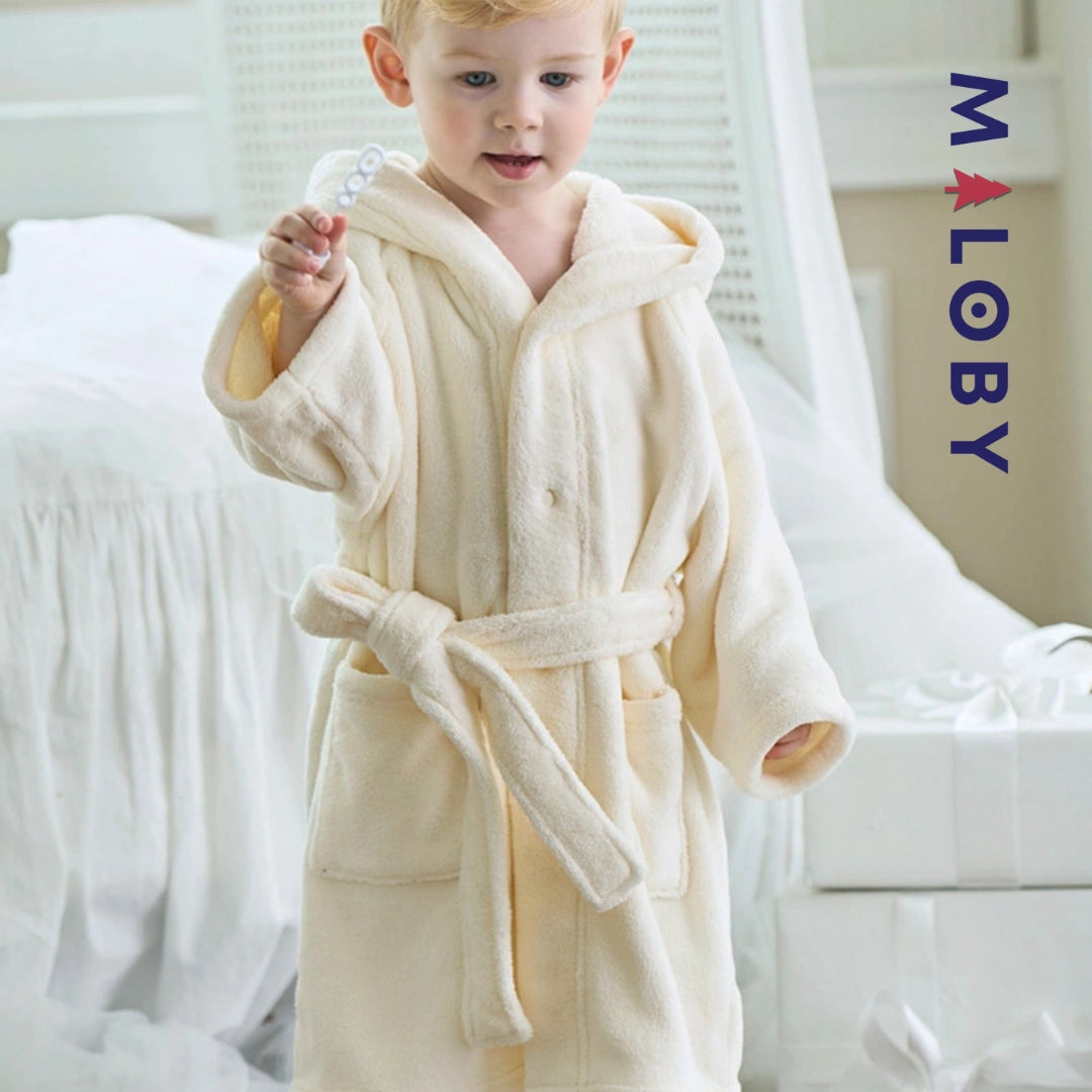 Peignoir de bain à capuche enfant Garçon - Beige -robes et ensembles pour filles, bébés et garcons - MALOBY