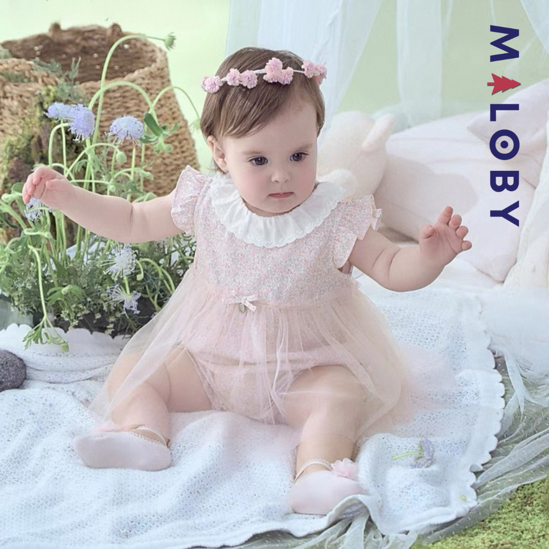 Robe cérémonie bébé fille - rose imprimé