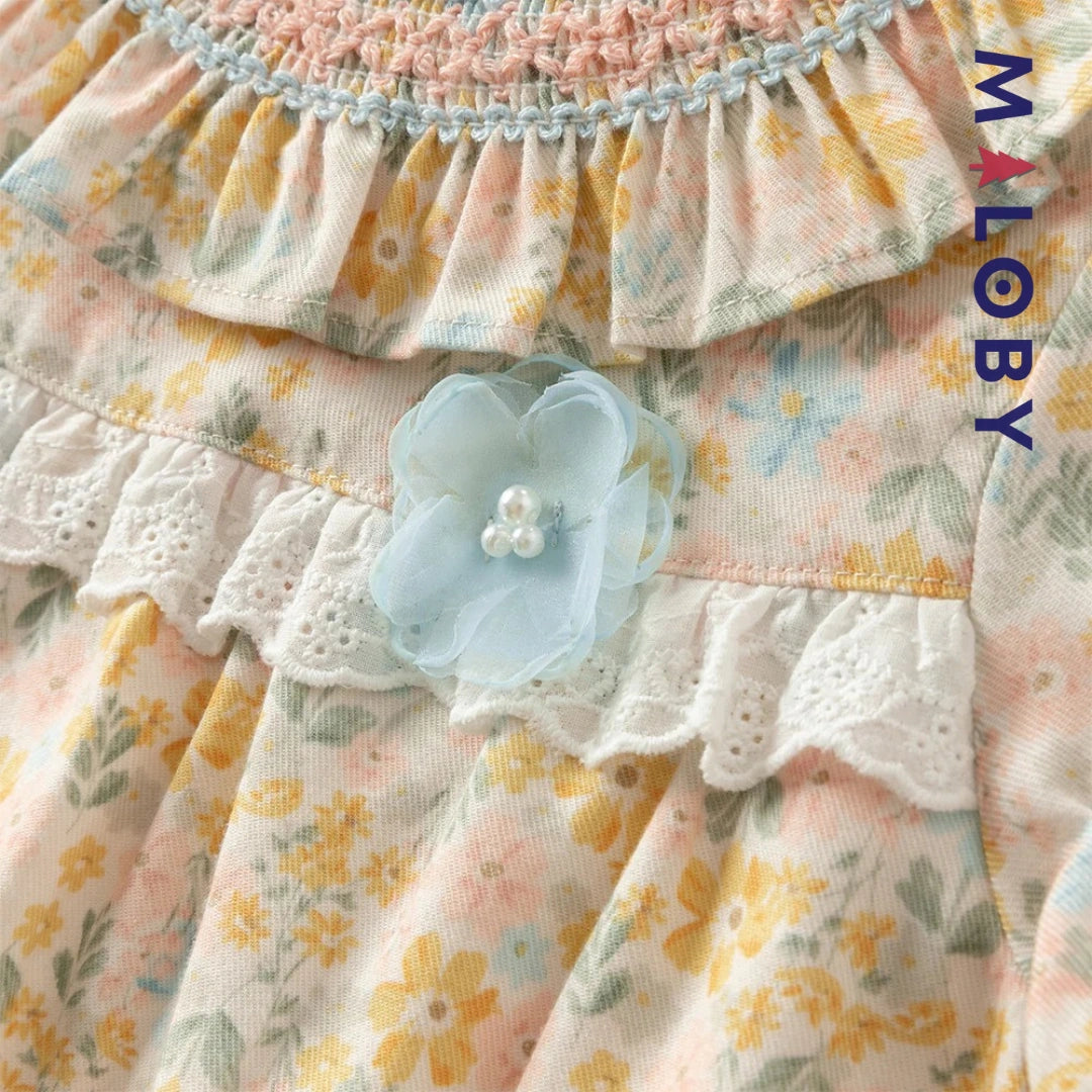 Robe fleurie manches longues enfant fille- Floral