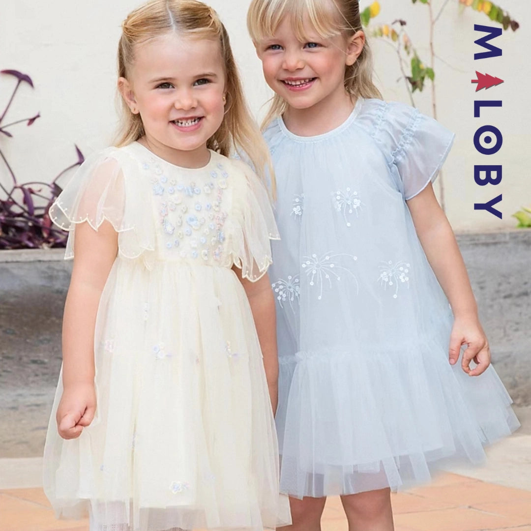 Robe de princesse à manches papillon -Bleu ciel