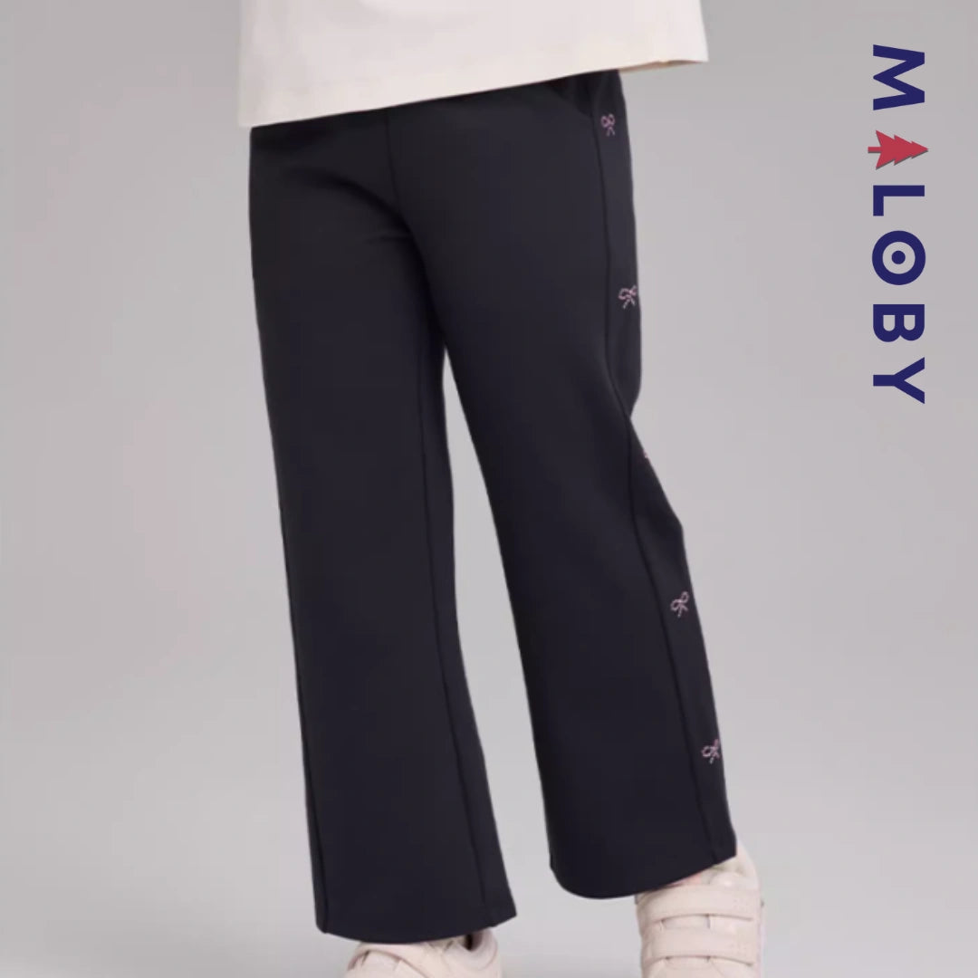 Pantalon évasé longueur chevilles enfant fille- marine