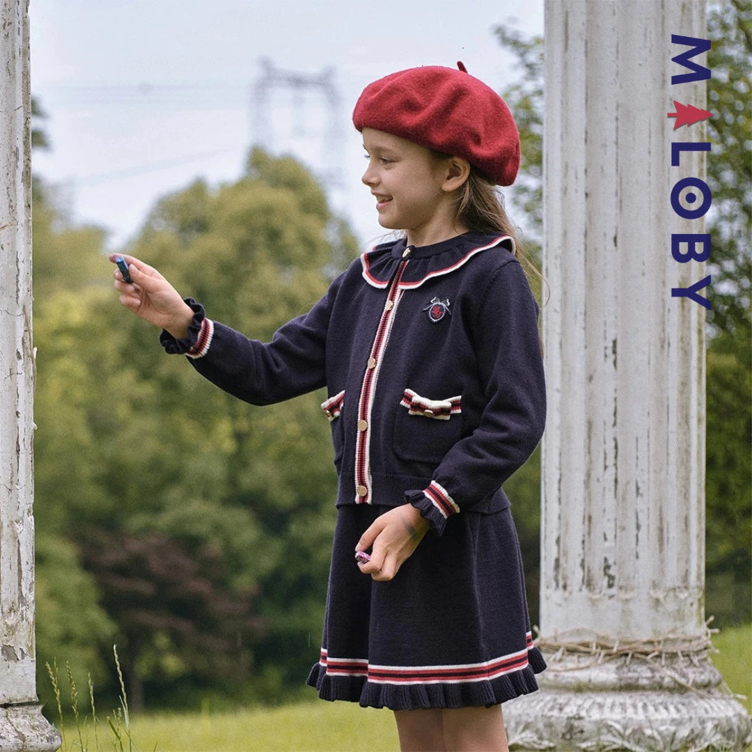 Ensemble jupe + Cardigan enfant fille- marine