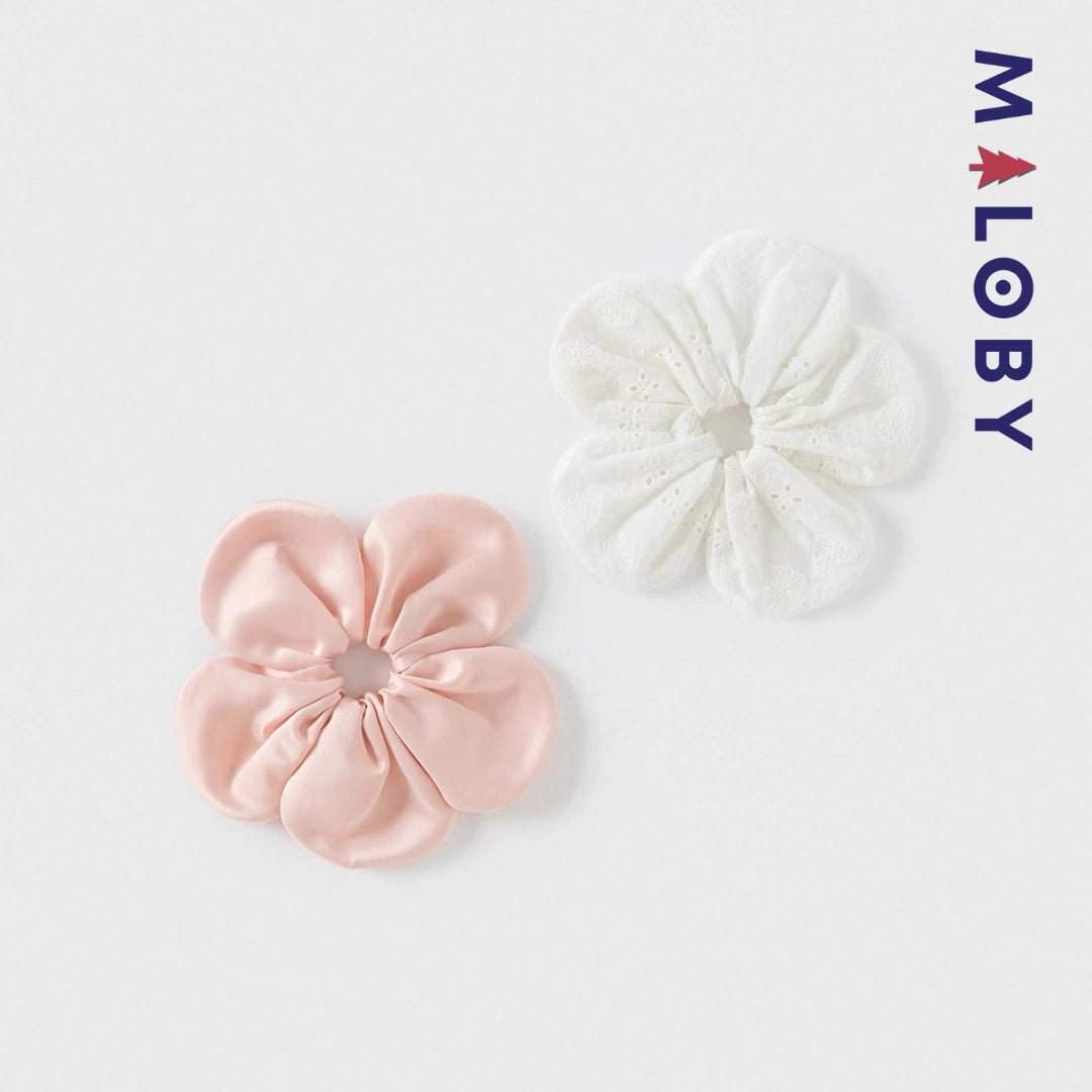 Lot de 2 chouchous enfant fille - Rose/Blanc