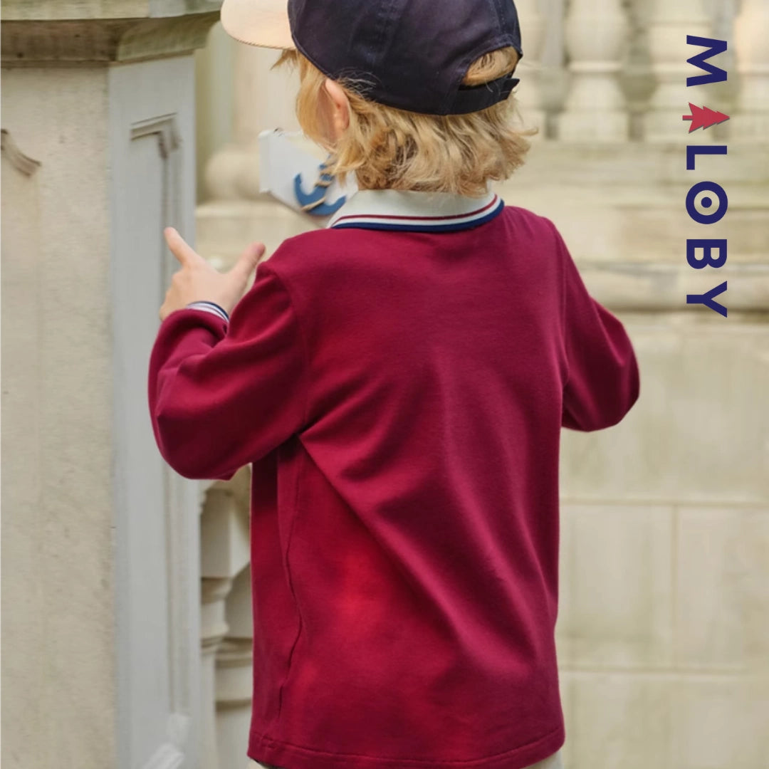 Polo manches longues enfants garçon - rouge -robes et ensembles pour filles, bébés et garcons - MALOBY