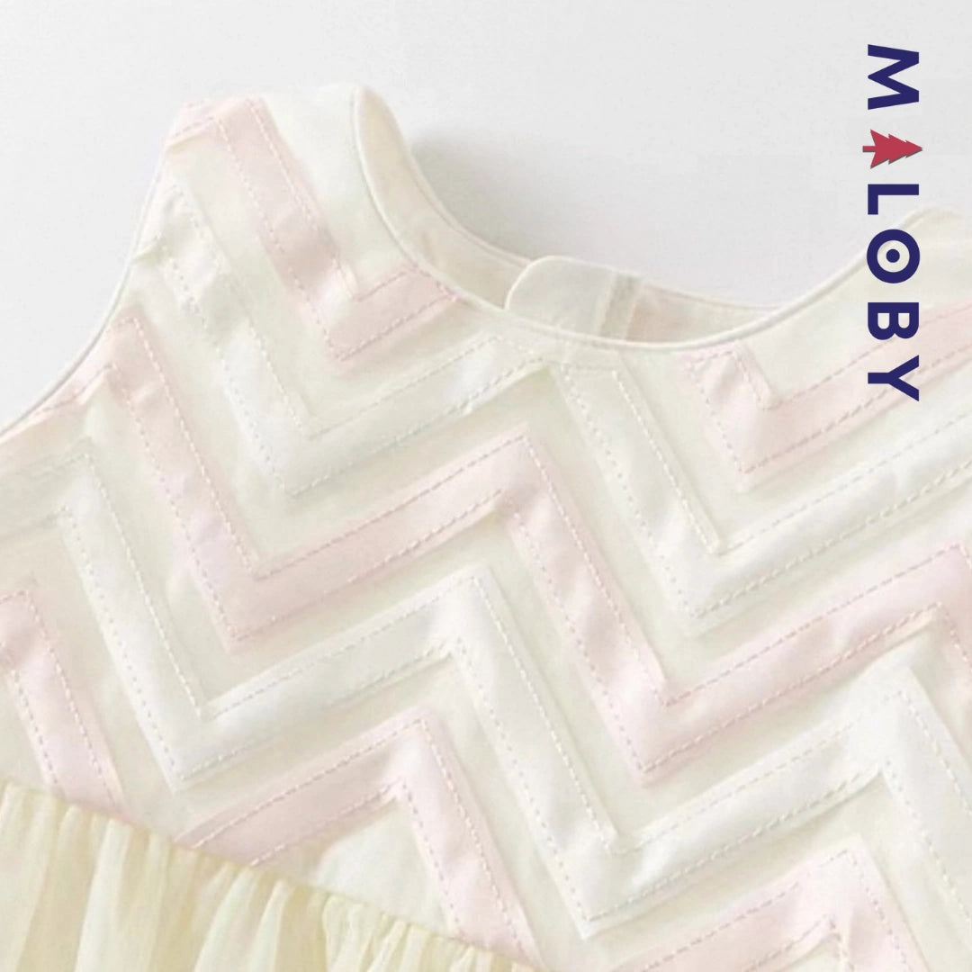 Robe de cérémonie florale enfant fille -Beige