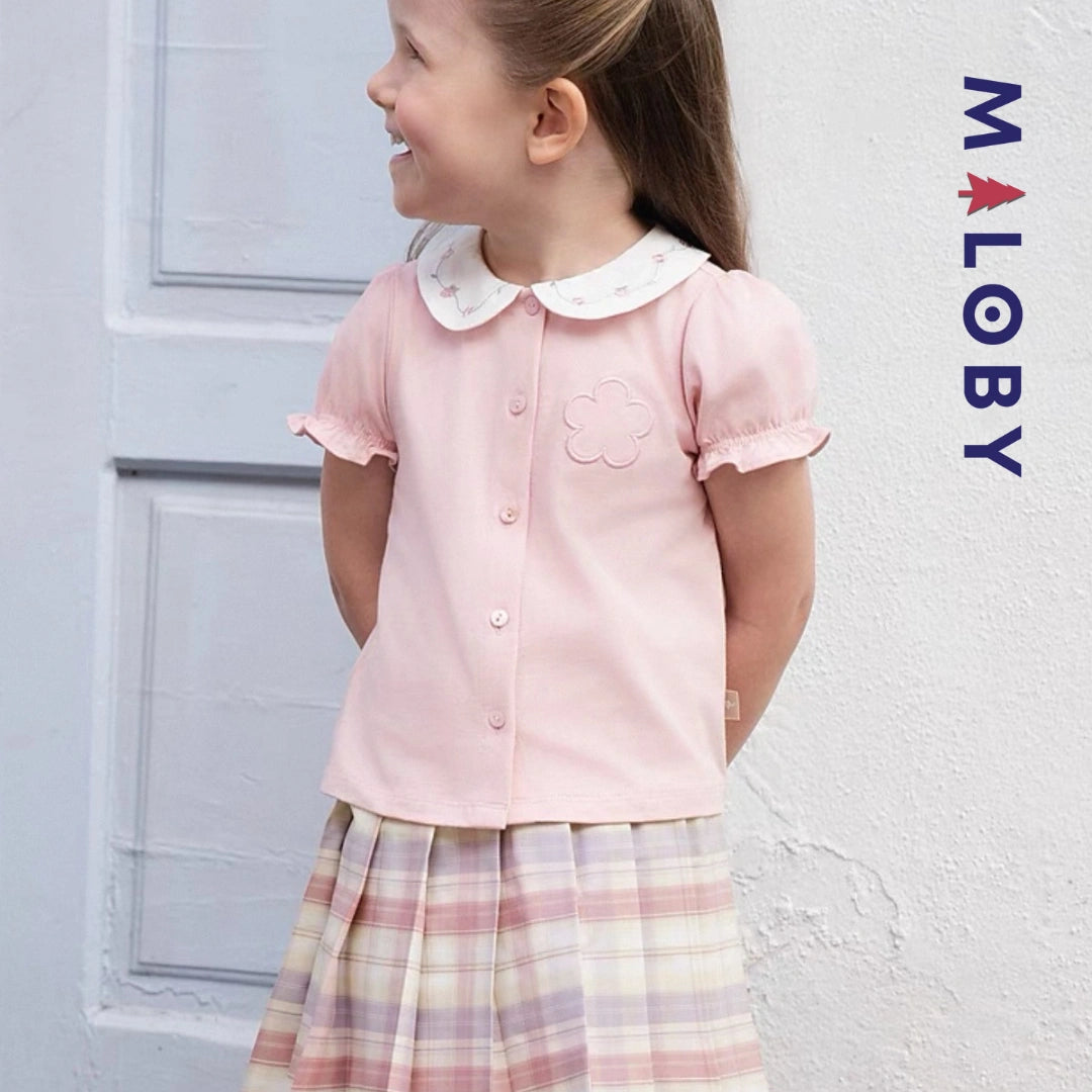 Ensemble d'été Jupon + chemise enfant fille - Rose