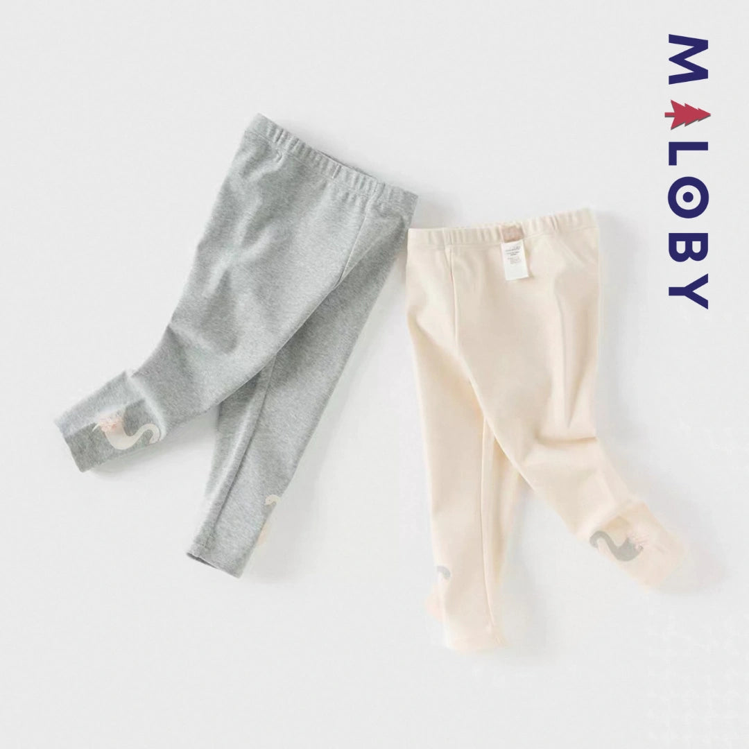 Legging motif fantaisie enfant fille-Blanc/gris