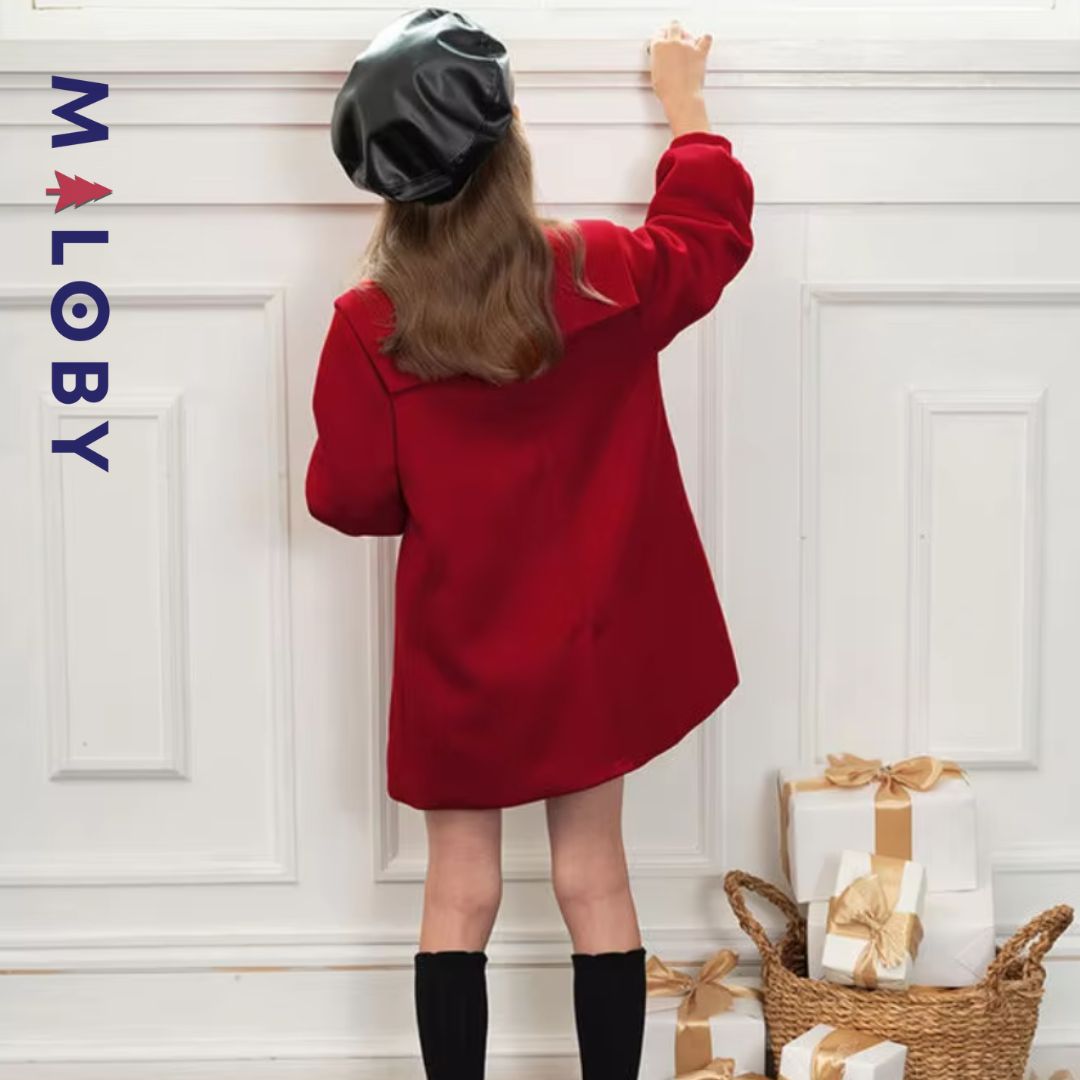 Manteau en lainage enfant fille - Rouge -robes et ensembles pour filles, bébés et garcons - MALOBY