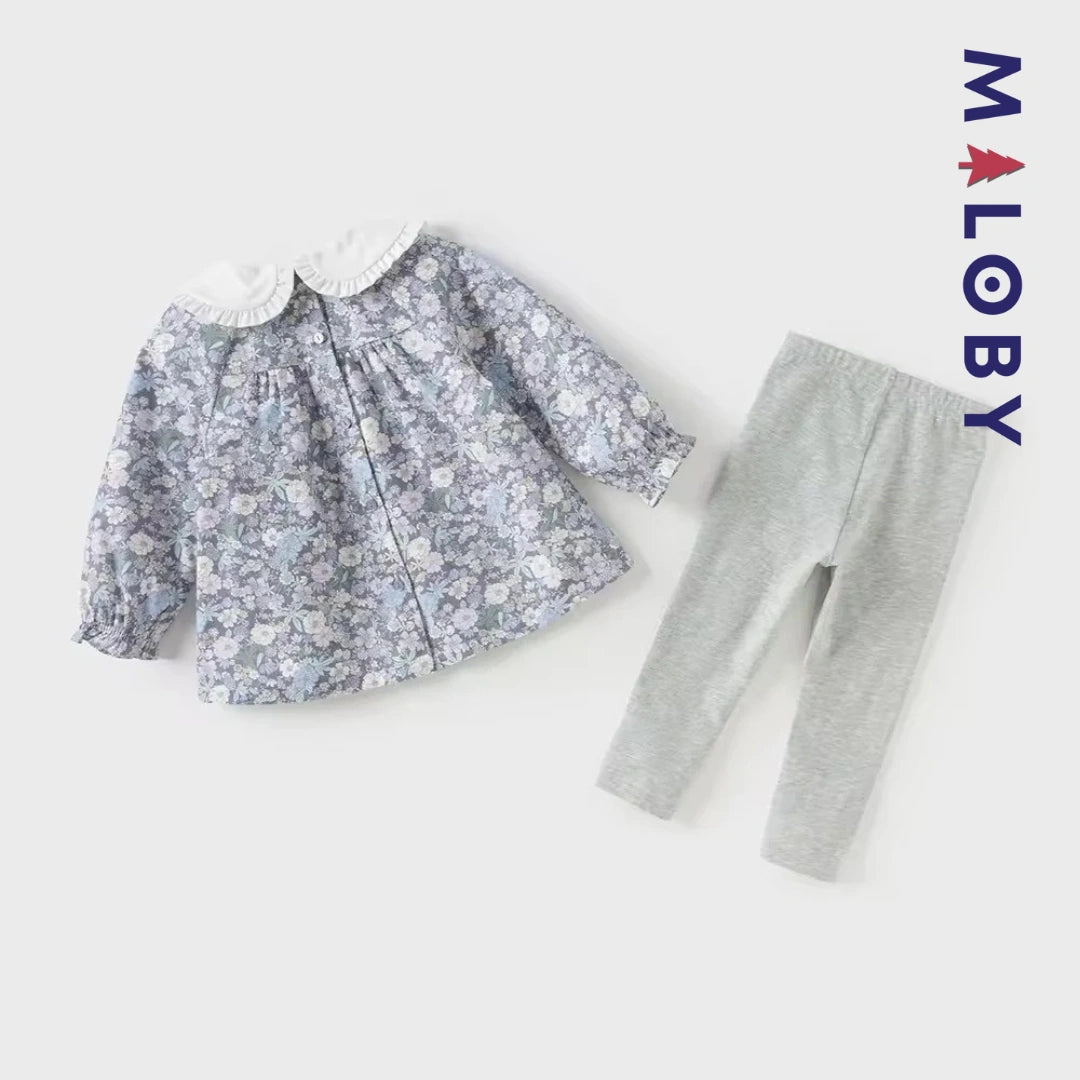 Ensemble 2 pièces blouse + Legging enfant fille- floral