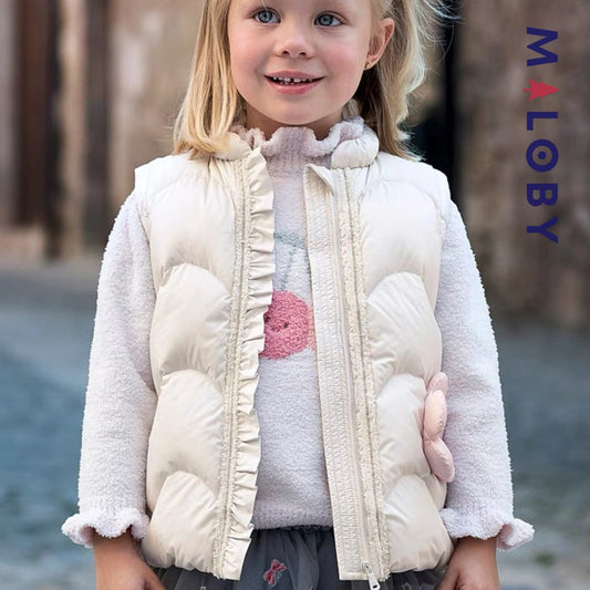 Doudoune sans manches enfant fille- Beige - vêtement enfant maroc - MALOBY