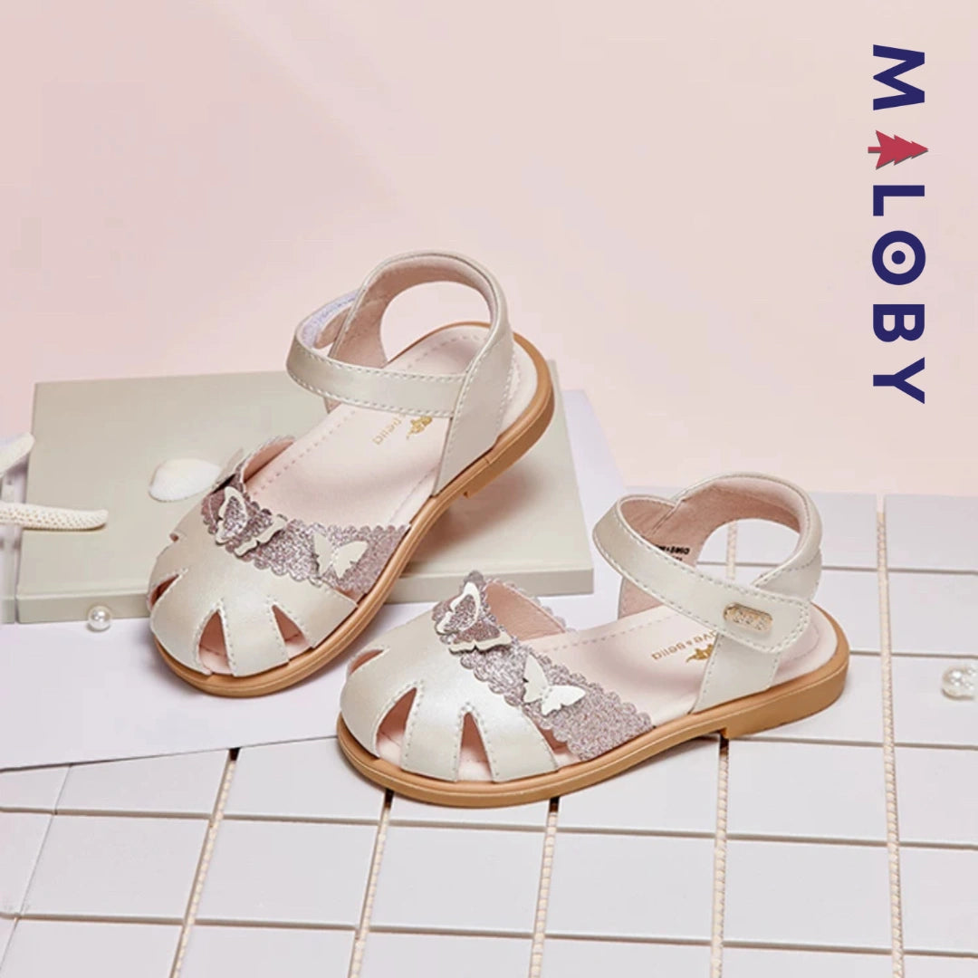Sandales scratchées fermées enfant fille- champagne -robes et ensembles pour filles, bébés et garcons - MALOBY