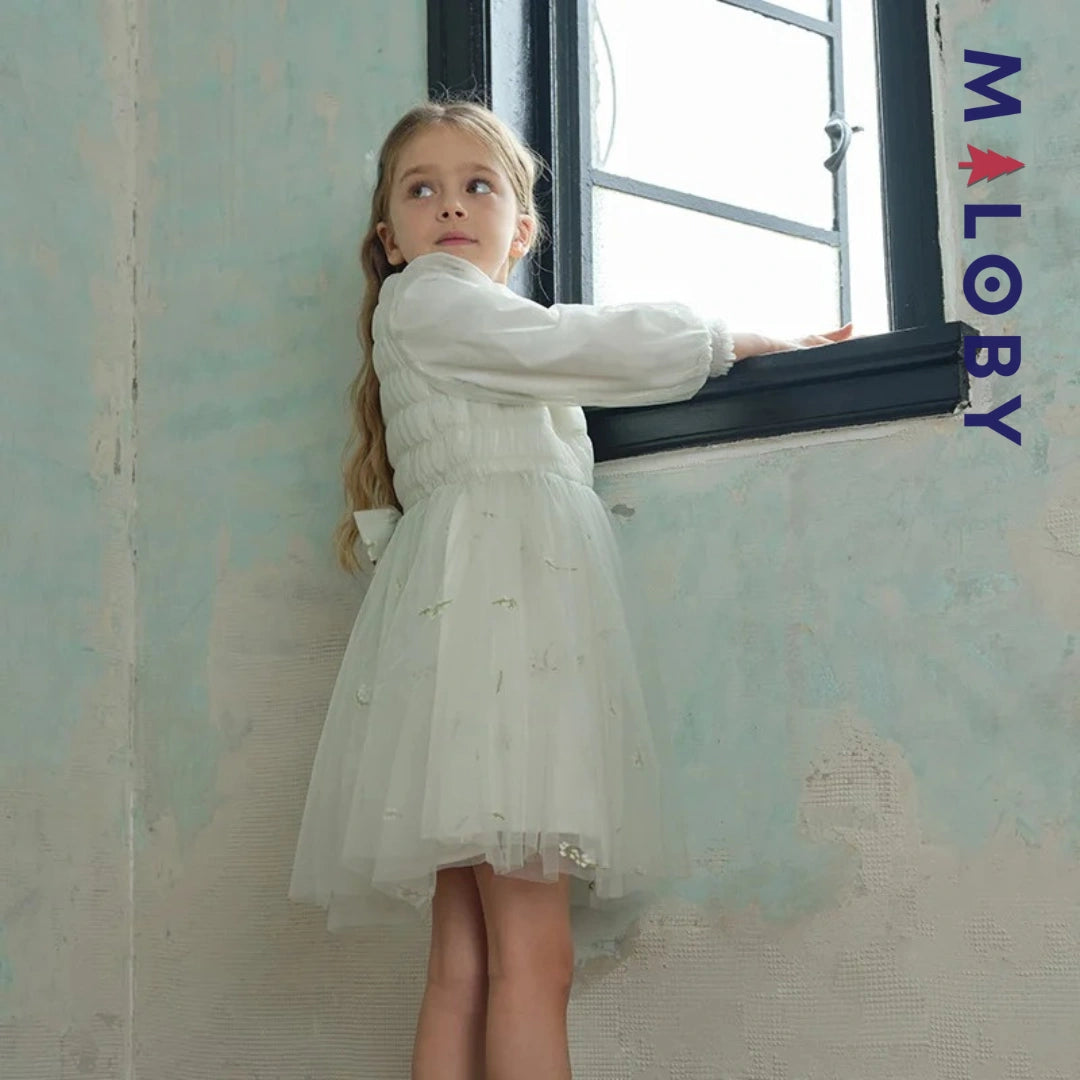 Robe de cérémonie à smocks enfant fille - vert
