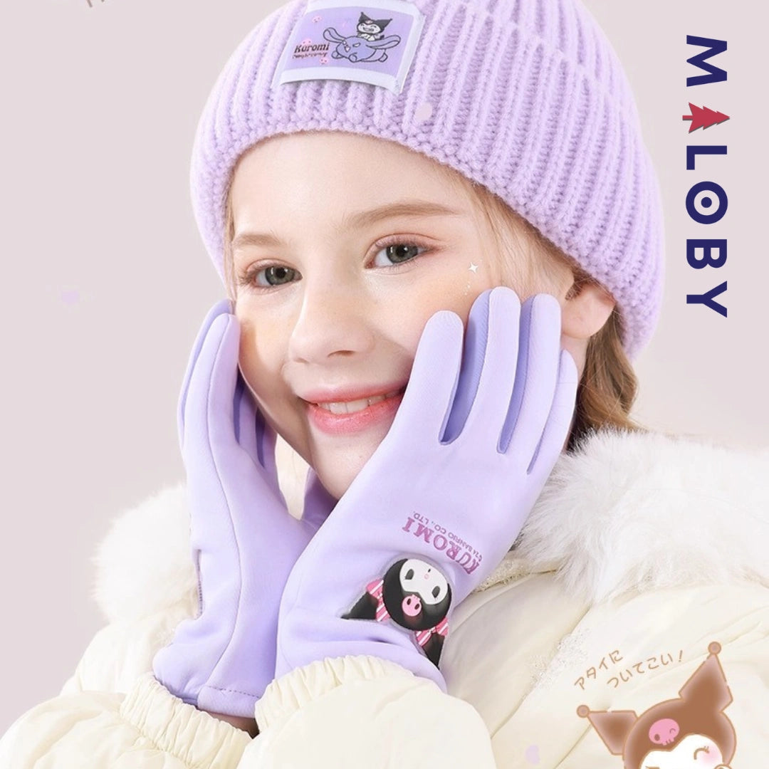 Gants style KUROMI enfant fille - Violet