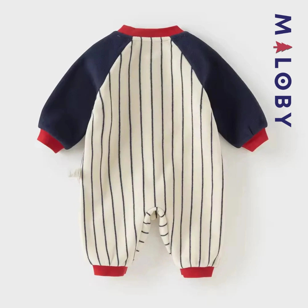 Combinaison longue en molleton enfant garçon - rayée