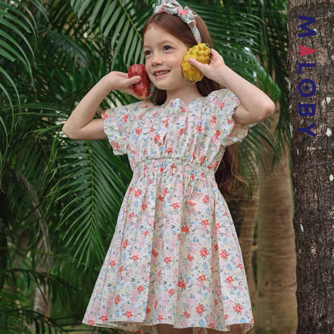Robe fleurie manches courtes enfant fille- Floral