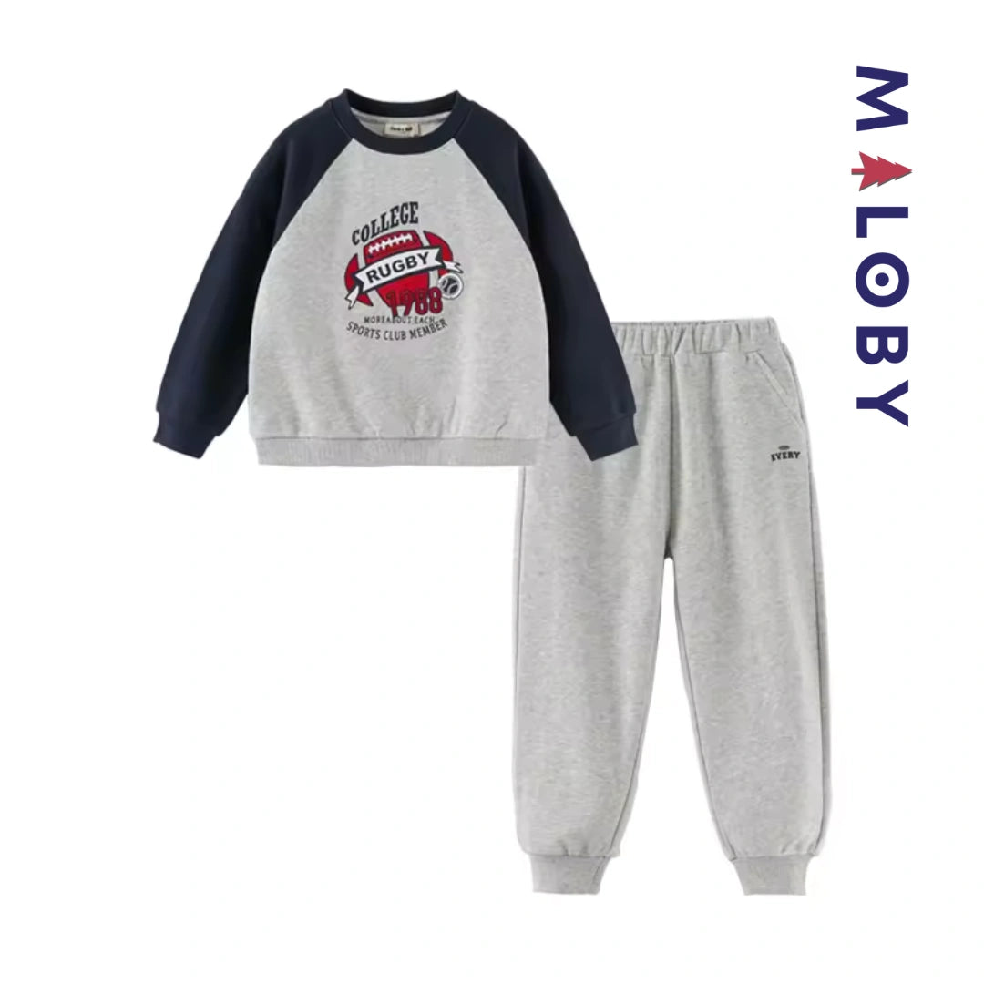 Ensemble sport sweat + jogging garçon - Gris -robes et ensembles pour filles, bébés et garcons - MALOBY