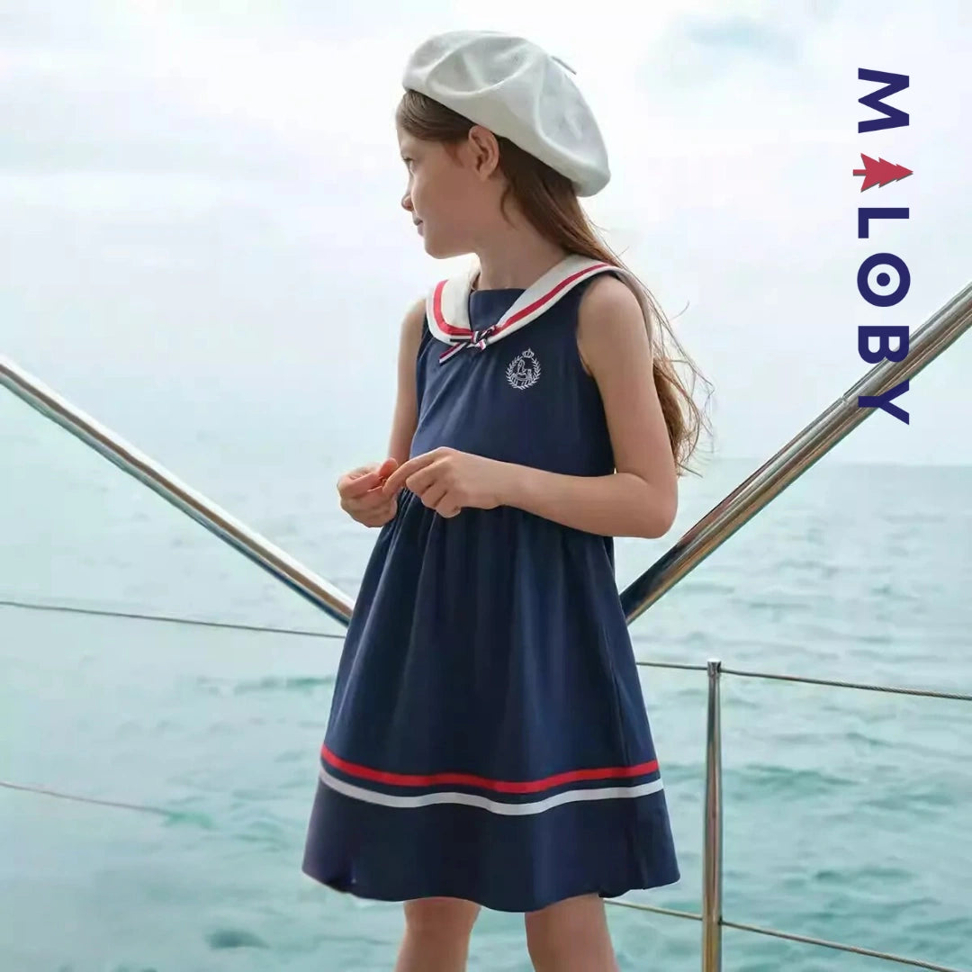Robe style marin enfant fille -marine