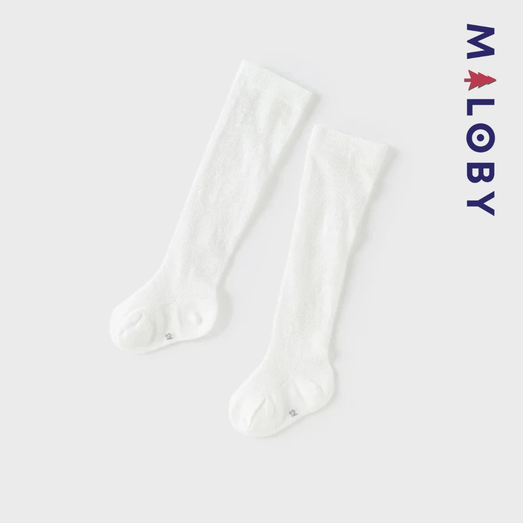 Chaussettes hautes ajourées enfant fille - blanc