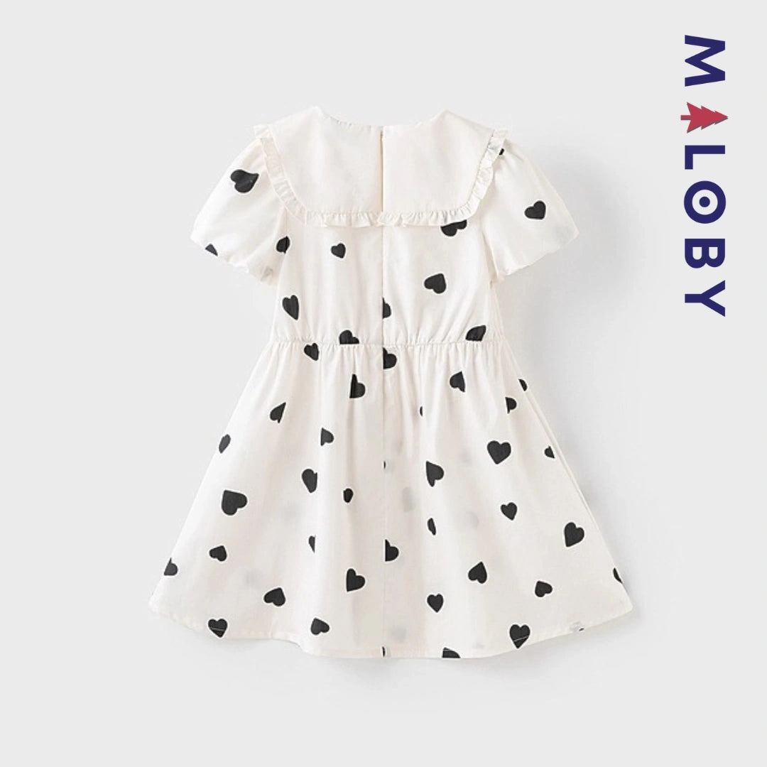 Robe d'Été imprimée cœur enfant fille -Beige
