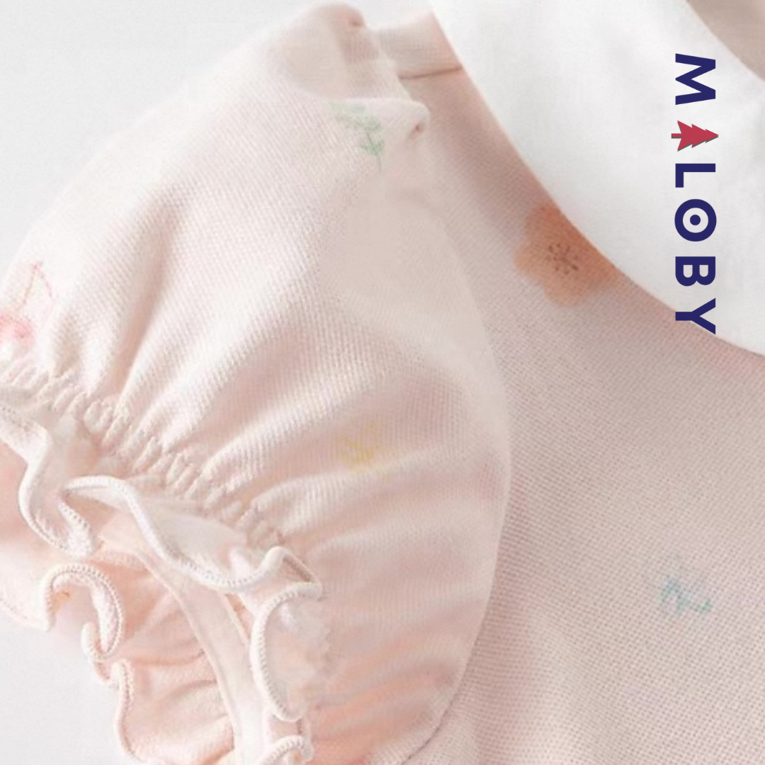 Robe d'été encolure volontée enfant fille- rose imprimé