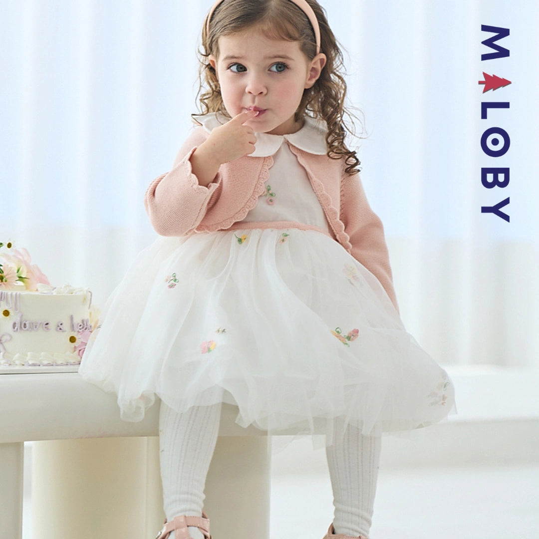 Robe cérémonie avec Boléro intégré- rose pâle -robes et ensembles pour filles, bébés et garcons - MALOBY