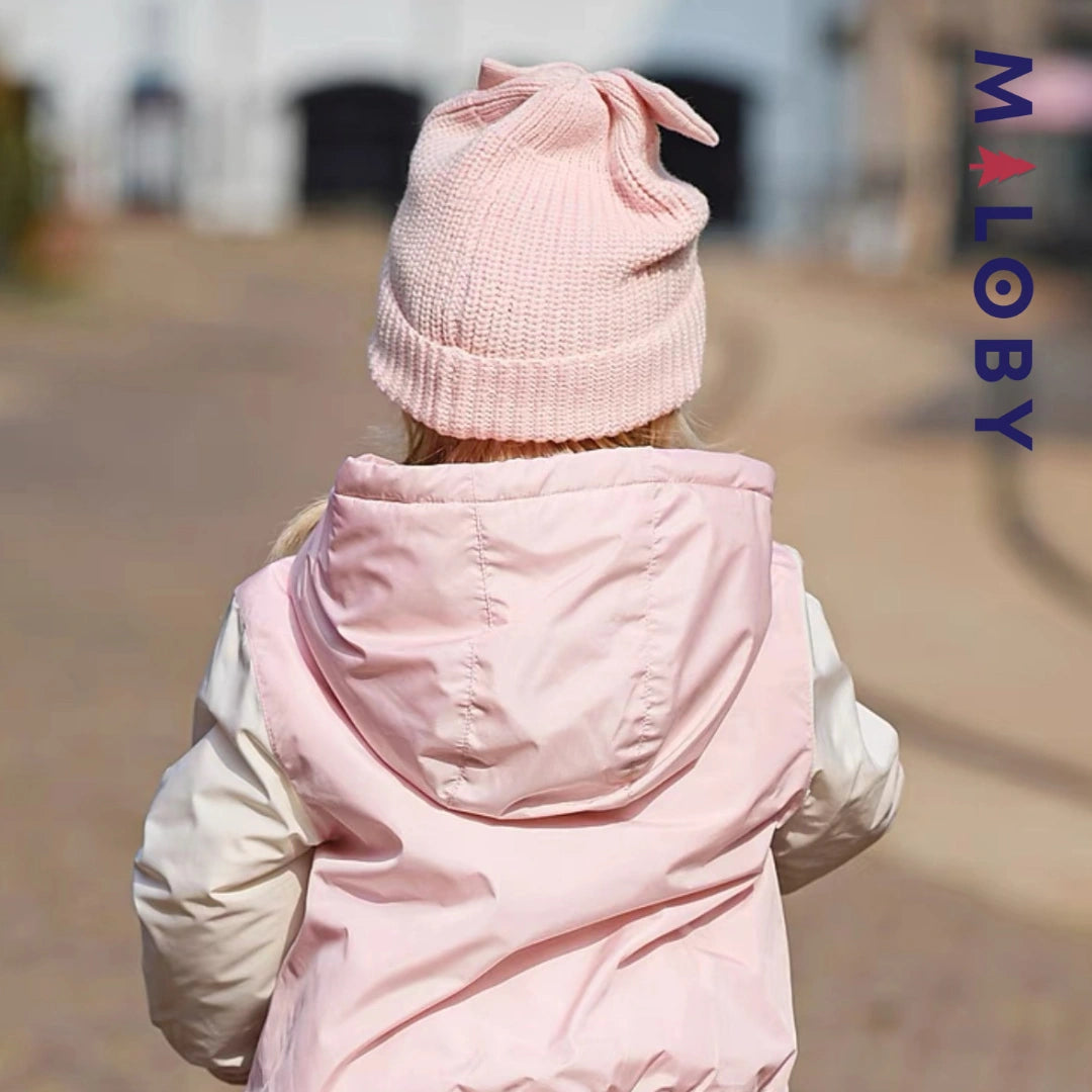 Bonnet en maille enfant fille- Rose