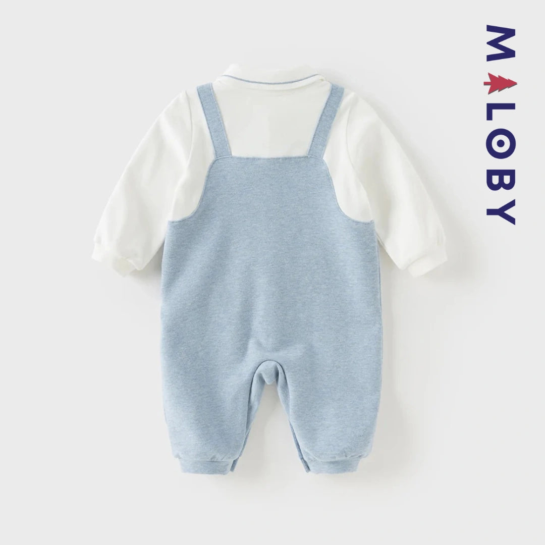 Combinaison habillée manches longues effet 2 en 1 bébé garçon - bleu