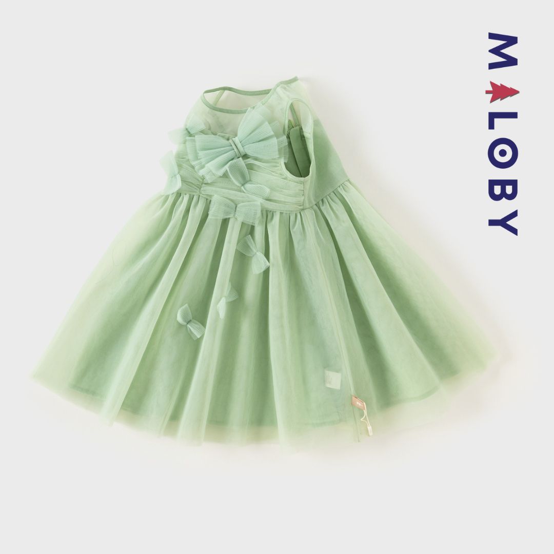 Robe cérémonie à nœuds enfant fille- Vert -robes et ensembles pour filles, bébés et garcons - MALOBY