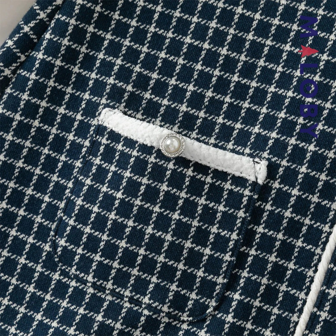 Robe à carreaux effet 2 en 1 enfant fille- marine