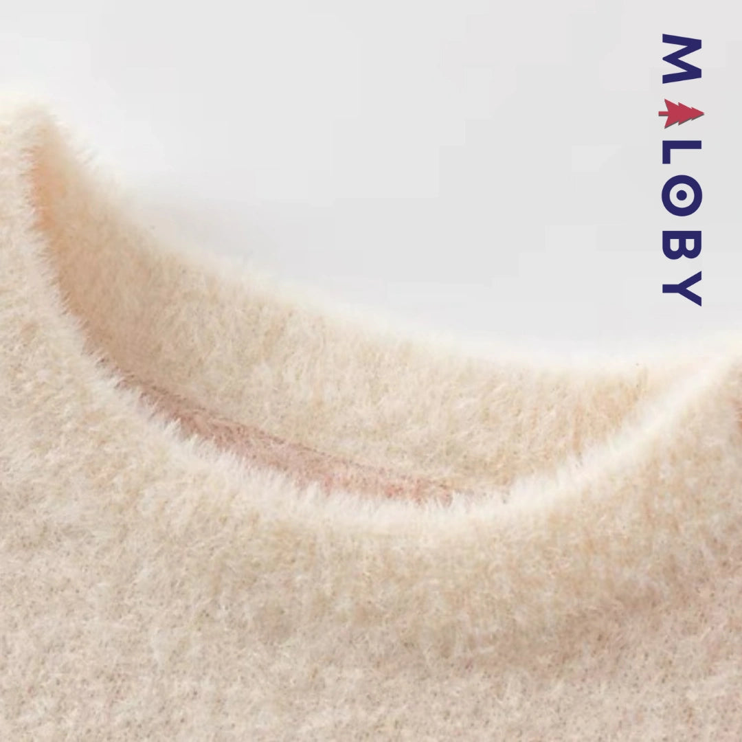 Pull en maille avec cœur en relief enfant fille- Rose