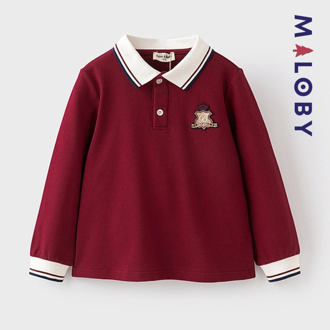Polo manches longues enfants garçon - rouge -robes et ensembles pour filles, bébés et garcons - MALOBY