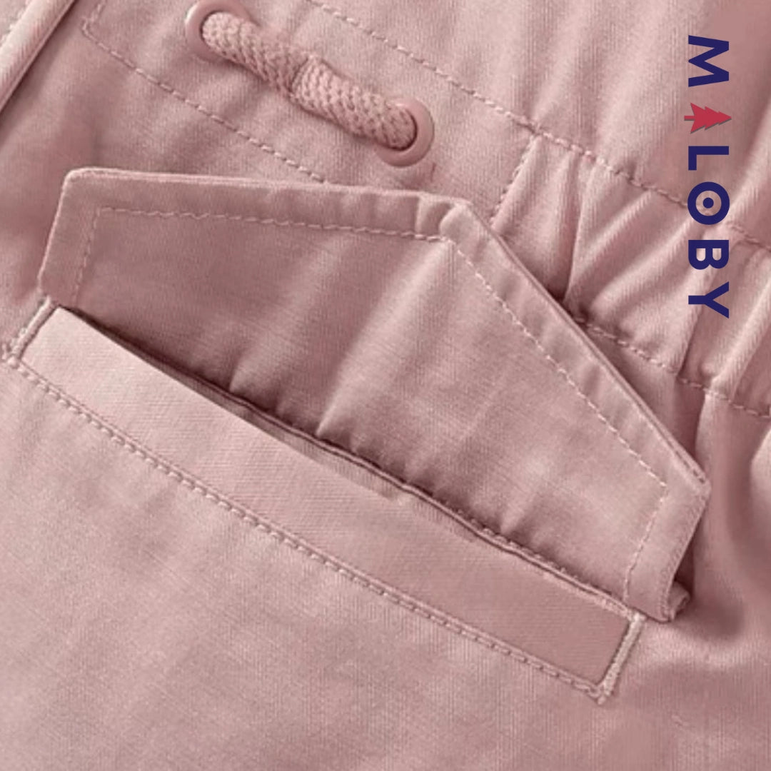 Parka à capuche brodée enfant fille- Rose