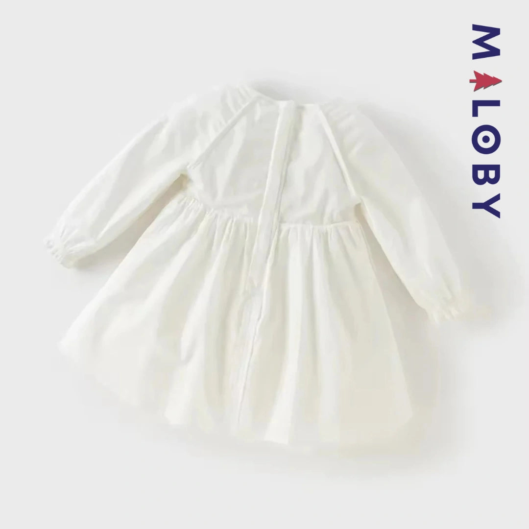 Robe de fête à col plastron enfant fille -Beige